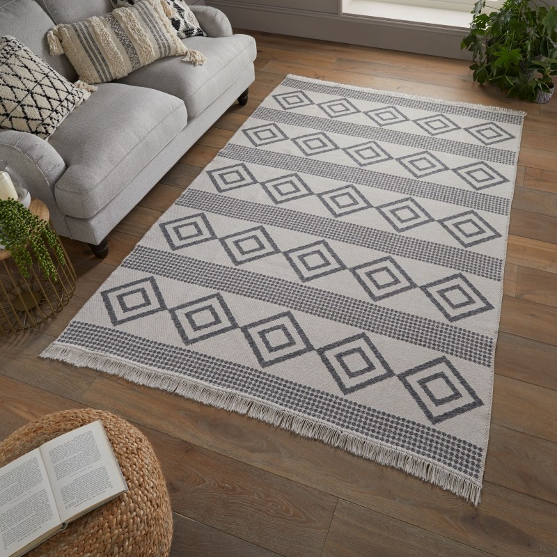 Dywan Bawełniany Deuce Teo Recycled Rug Monochrome/Czarny