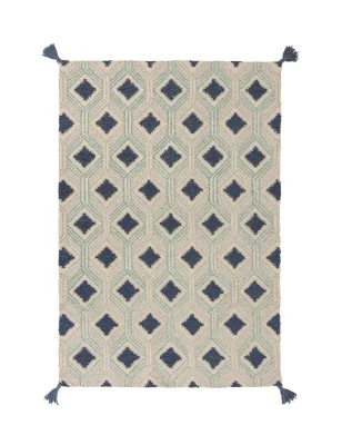 Dywan Wełniany Nappe Marco Niebieski – widok ogólny – wzór skandynawski