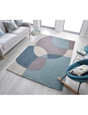 Dywan Wełniany Radiance Glow Niebieski – aranżacja w salonie