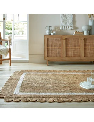 Dywan Z Juty Grace Jute Natural/Biały – detal krawędzi dywanu