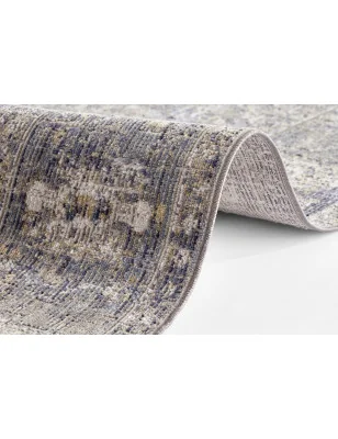 Dywan Do Prania Klasyczny Cairo 105588 Kremowy Niebieski – zbliżenie na teksturę – idealny do: na korytarz