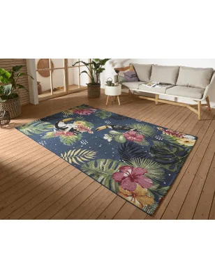 Dywan Zewnętrzny Tarasowy Ogrodowy Flair 105609 Niebieski Wielokolowory Czerwony – detal krawędzi dywanu