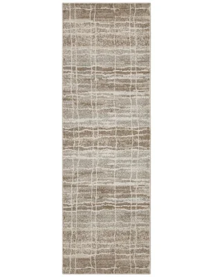 Dywan Nowoczesny Terrain 105600 Kremowy – ułożony na podłodze – pasuje do: na korytarz