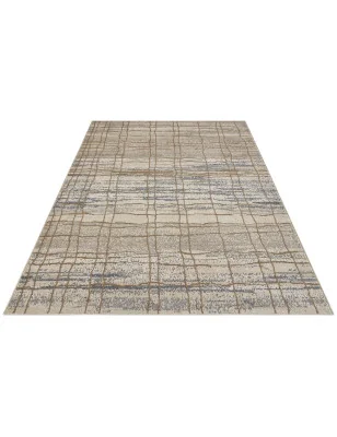 Dywan Nowoczesny Terrain 105601 Kremowy Niebieski – aranżacja w salonie