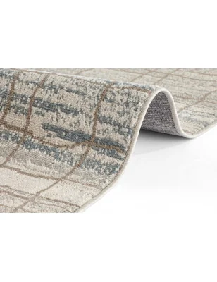 Dywan Nowoczesny Terrain 105601 Kremowy Niebieski – zbliżenie na teksturę – idealny do: na korytarz