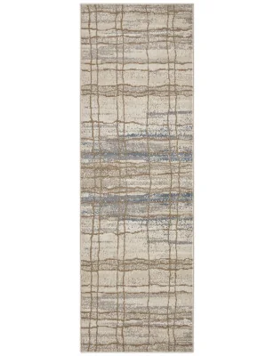 Dywan Nowoczesny Terrain 105601 Kremowy Niebieski – ułożony na podłodze – pasuje do: na korytarz