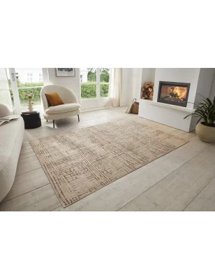 Dywan Nowoczesny Terrain 105603 Kremowy Brązowy – detal krawędzi dywanu