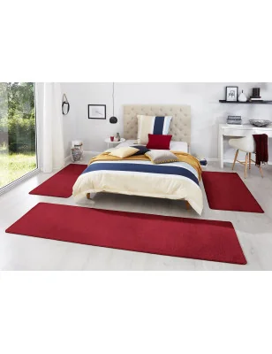 Dywaniki Do Sypialni Jednokolorowy Fancy 103012 Czerwony – aranżacja w salonie