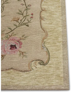 Dywan Klasyczny Antypoślizgowy Szenilowy Gobelin 105862 Beżowy Kremowy – widok z góry
