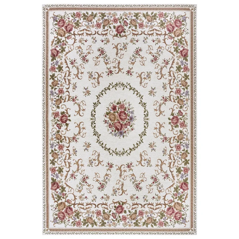 Dywan Klasyczny Antypoślizgowy Szenilowy Gobelin 105869 Kremowy Wielokolorowy