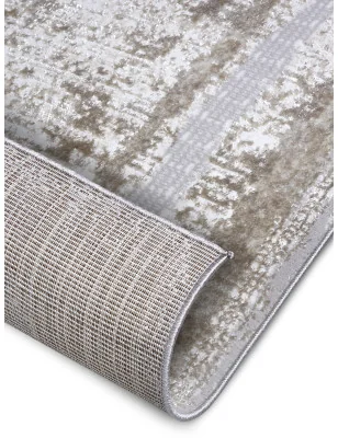 Dywan Glamour Ramki Shine Hh 105919 Kremowy Srebrny – zbliżenie na teksturę – idealny do: do przedpokoju