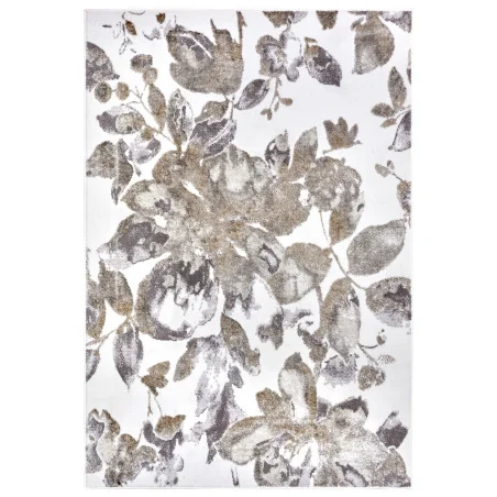 Dywan Glamour Roslinny Shine Hh 105922 Biały Szary Brązowy – widok ogólny – wzór kwiatowy