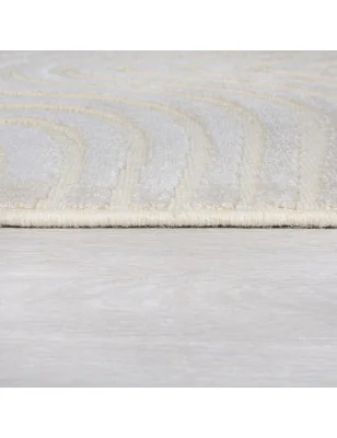 Dywan Z Wełny i Wiskozy Patna Channel Ivory (24h) – detal krawędzi dywanu