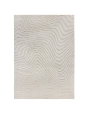 Dywan Z Wełny i Wiskozy Patna Channel Ivory (24h) – nowoczesny design z bliska – styl 3d