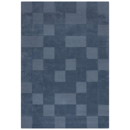 Dywan Wełniany Moderno Checkerboard Niebieski