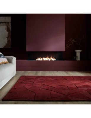 Dywan Wełniany Moderno Shard Czerwony – zbliżenie na teksturę – idealny do: do przedpokoju