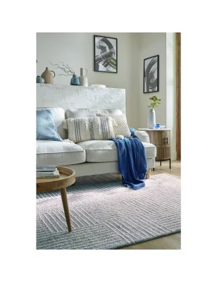 Dywan Wełniany Abstract Check Niebieski – detal krawędzi dywanu