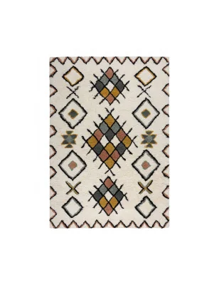 Dywan Wełniany Shaggy Berber Midar Wielokolorowy – widok ogólny – wzór etno