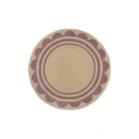 Dywan Wełniany Okrągły Lois Scallop Fielotowy – widok ogólny – wzór ramka