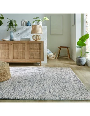 Dywan Wełniany Minerals Niebieski – aranżacja w salonie