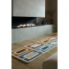 Dywan Wełniany illusion Retro Blocks Niebieski/Wielokolorowy – ułożony na podłodze – pasuje do: na korytarz