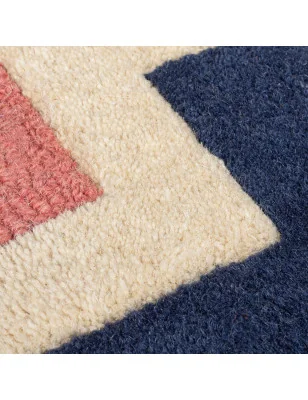 Dywan Wełniany illusion Retro Blocks Wielokolorowy – detal krawędzi dywanu