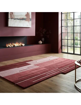 Dywan Wełniany Abstract Split Ombre Shaped Czerwony – aranżacja w salonie